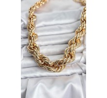 Pirinç Gold Renk Sarmal Halat Model Kadın Kolye - TJ-BKO10634