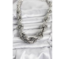 Pirinç Gümüş Renk Sarmal Halat Model Kadın Kolye - TJ-BKO10635