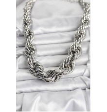 Pirinç Gümüş Renk Sarmal Halat Model Kadın Kolye - TJ-BKO10635