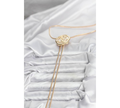 Pirinç Gold Renk Gül Model Asansörlü Kadın Kolye - TJ-BKO10636