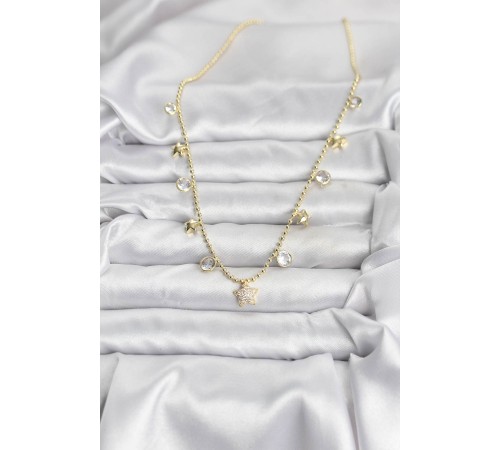 Pirinç Gold Renk Yıldız Model Kadın Kolye - TJ-BKO10640
