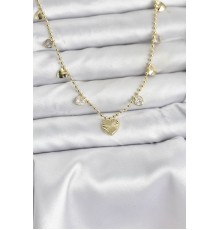 Pirinç Gold Renk Kalp Model Kadın Kolye - TJ-BKO10643