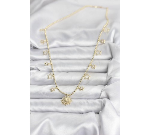 Pirinç Gold Renk Güneş Model Kadın Kolye - TJ-BKO10645