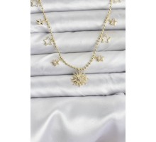 Pirinç Gold Renk Güneş Model Kadın Kolye - TJ-BKO10645