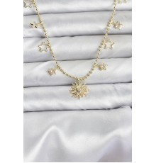 Pirinç Gold Renk Güneş Model Kadın Kolye - TJ-BKO10645
