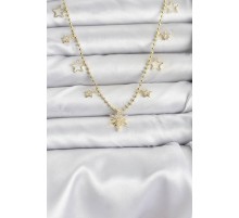 Pirinç Gold Renk Zirkon Taşlı Kutup Yıldızı Model Kadın Kolye - TJ-BKO10649