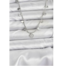 Pirinç Gümüş Renk Yonca Model Kadın Kolye - TJ-BKO10651