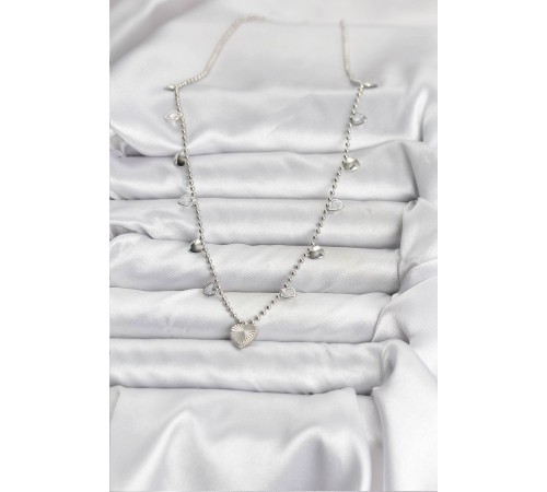 Pirinç Gümüş Renk Kalp Model Kadın Kolye - TJ-BKO10653