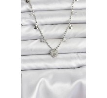 Pirinç Gümüş Renk Kalp Model Kadın Kolye - TJ-BKO10653