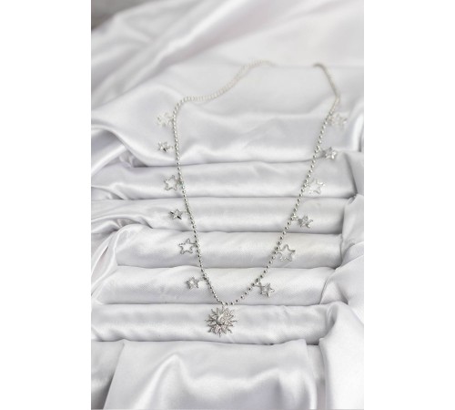 Pirinç Gümüş Renk Güneş Model Kadın Kolye - TJ-BKO10655