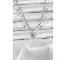 Pirinç Gümüş Renk Güneş Model Kadın Kolye - TJ-BKO10655