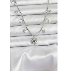 Pirinç Gümüş Renk Güneş Model Kadın Kolye - TJ-BKO10655