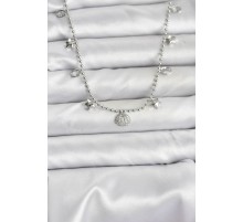 Pirinç Gümüş Renk Zirkon Taşlı Deniz Kabuğu Model Kadın Kolye - TJ-BKO10656