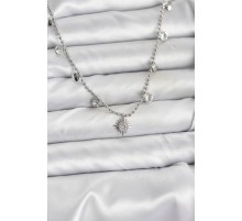 Zirkon Taşlı Kutup Yıldızı Model Pirinç Gümüş Renk Kadın Kolye - TJ-BKO10658