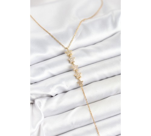 316L Çelik Zincir Gold Renk Yıldız Model Y Kolye - TJ-BKO10660
