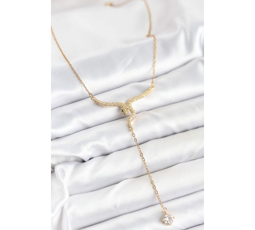 316L Çelik Zincir Gold Renk Yılan Model Y Kolye - TJ-BKO10662