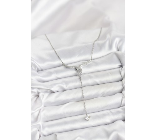 316L Çelik Zincir Gümüş Renk Yılan Model Y Kolye - TJ-BKO10663