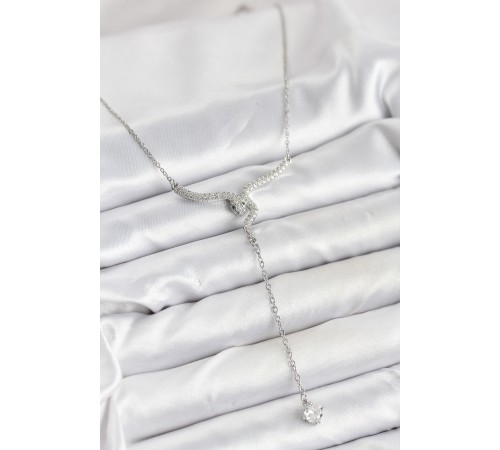 316L Çelik Zincir Gümüş Renk Yılan Model Y Kolye - TJ-BKO10663