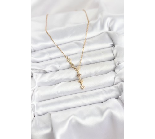 316L Çelik Zincir Gold Renk Kutup Yıldızı Model Kadın Kolye - TJ-BKO10664