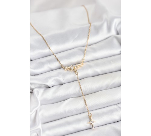 316L Çelik Zincir Gold Renk Yıldız Model Y Kadın Kolye - TJ-BKO10666