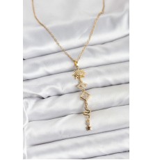 316L Çelik Zincir Gold Renk Güneş ve Enerji Model Kadın Y Kolye - TJ-BKO10668