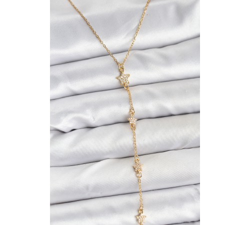 316L Çelik Zincir Gold Renkli Yıldız Model Kadın Y Kolye - TJ-BKO10670