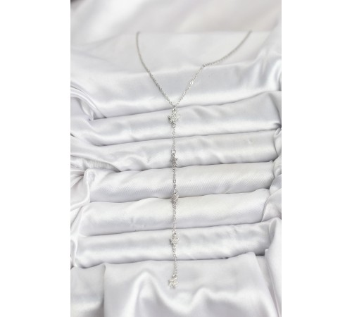 316L Çelik Zincir Gümüş Renkli Yıldız Model Kadın Y Kolye - TJ-BKO10671