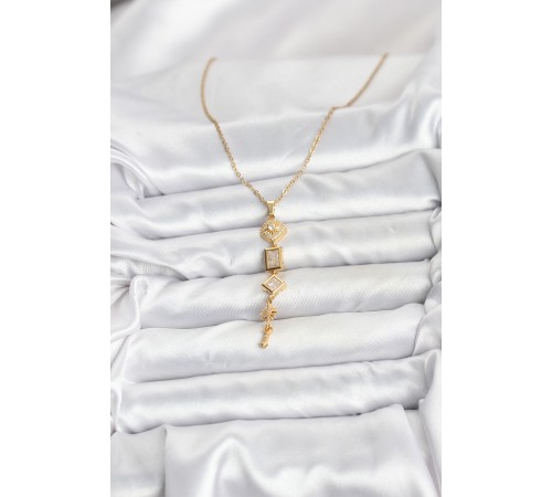 316L Çelik Zincir Gold Renk Kutup Yıldızı Enerji Model Kadın Y Kolye - TJ-BKO10672