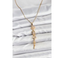 316L Çelik Zincir Gold Renk Kutup Yıldızı Enerji Model Kadın Y Kolye - TJ-BKO10672