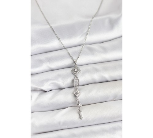 316L Çelik Zincir Gümüş Renk Kutup Yıldızı Enerji Model Kadın Y Kolye - TJ-BKO10673