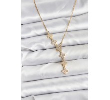 316L Çelik Zincir Gold Renk Yonca Model Kadın Kolye - TJ-BKO10674