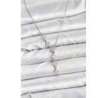 316L Çelik Zincir Gümüş Renk Yonca Model Kadın Kolye - TJ-BKO10675