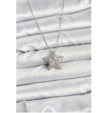 316L Çelik Zincir Gümüş Renk Zincirli Gümüş Yıldız Model Kadın Kolye - TJ-BKO10678