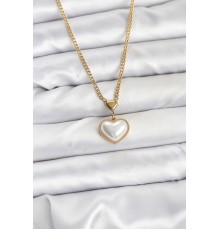 316L Çelik Zincir Gold Renk Bombeli Kalp Model Kadın Kolye - TJ-BKO10685
