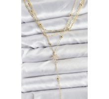 Pirinç Gold Renk Kutup Yıldızı Detaylı 3'lü Kombin Kadın Kolye - TJ-BKO10689