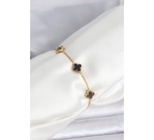 316L Çelik Gold Renk Siyah Baby Boy Yonca Bileklik - TJ-BB8083