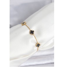 316L Çelik Gold Renk Siyah Baby Boy Yonca Bileklik - TJ-BB8083