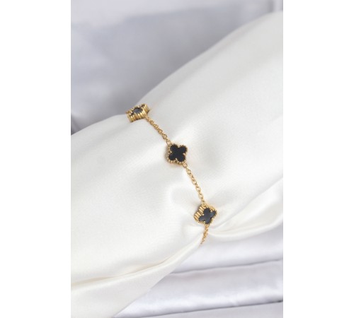 316L Çelik Gold Renk Siyah Baby Boy Yonca Bileklik - TJ-BB8083