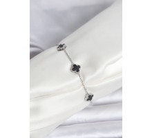 316L Çelik Gümüş Renk Siyah Baby Boy Yonca Bileklik - TJ-BB8084