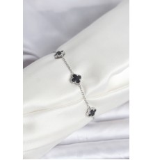 316L Çelik Gümüş Renk Siyah Baby Boy Yonca Bileklik - TJ-BB8084