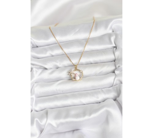 316L Çelik Zincir Gold Zirkon Taşlı Yılbaşı Temalı Kadın Kolye - TJ-BKO10704