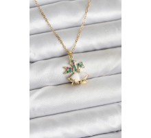 316L Çelik Zincir Gold Renk Chirtsmas Bell Model Yılbaşı Temalı Kadın Kolye - TJ-BKO10706