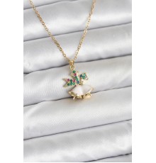 316L Çelik Zincir Gold Renk Chirtsmas Bell Model Yılbaşı Temalı Kadın Kolye - TJ-BKO10706