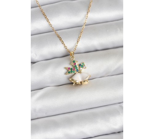 316L Çelik Zincir Gold Renk Chirtsmas Bell Model Yılbaşı Temalı Kadın Kolye - TJ-BKO10706