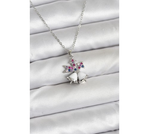 316L Çelik Zincir Gümüş Renk Chirtsmas Bell Model Yılbaşı Temalı Kadın Kolye - TJ-BKO10707