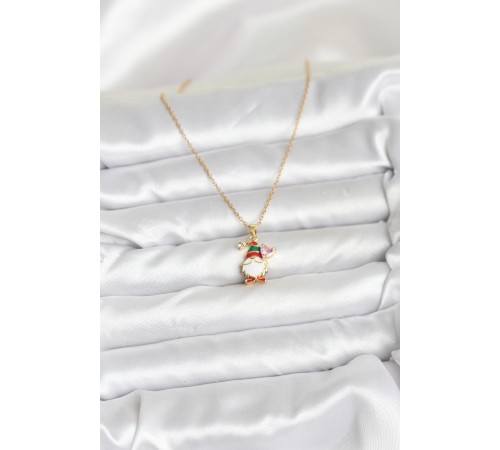 316L Çelik Zincir Gold Renk Yılbaşı Teması Kadın Kolye - TJ-BKO10708