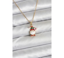 316L Çelik Zincir Gold Renk Yılbaşı Teması Kadın Kolye - TJ-BKO10708