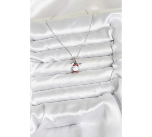 316L Çelik Zincir Gümüş Renk Yılbaşı Teması Kadın Kolye - TJ-BKO10709