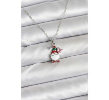 316L Çelik Zincir Gümüş Renk Yılbaşı Teması Kadın Kolye - TJ-BKO10709