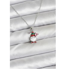 316L Çelik Zincir Gümüş Renk Yılbaşı Teması Kadın Kolye - TJ-BKO10709